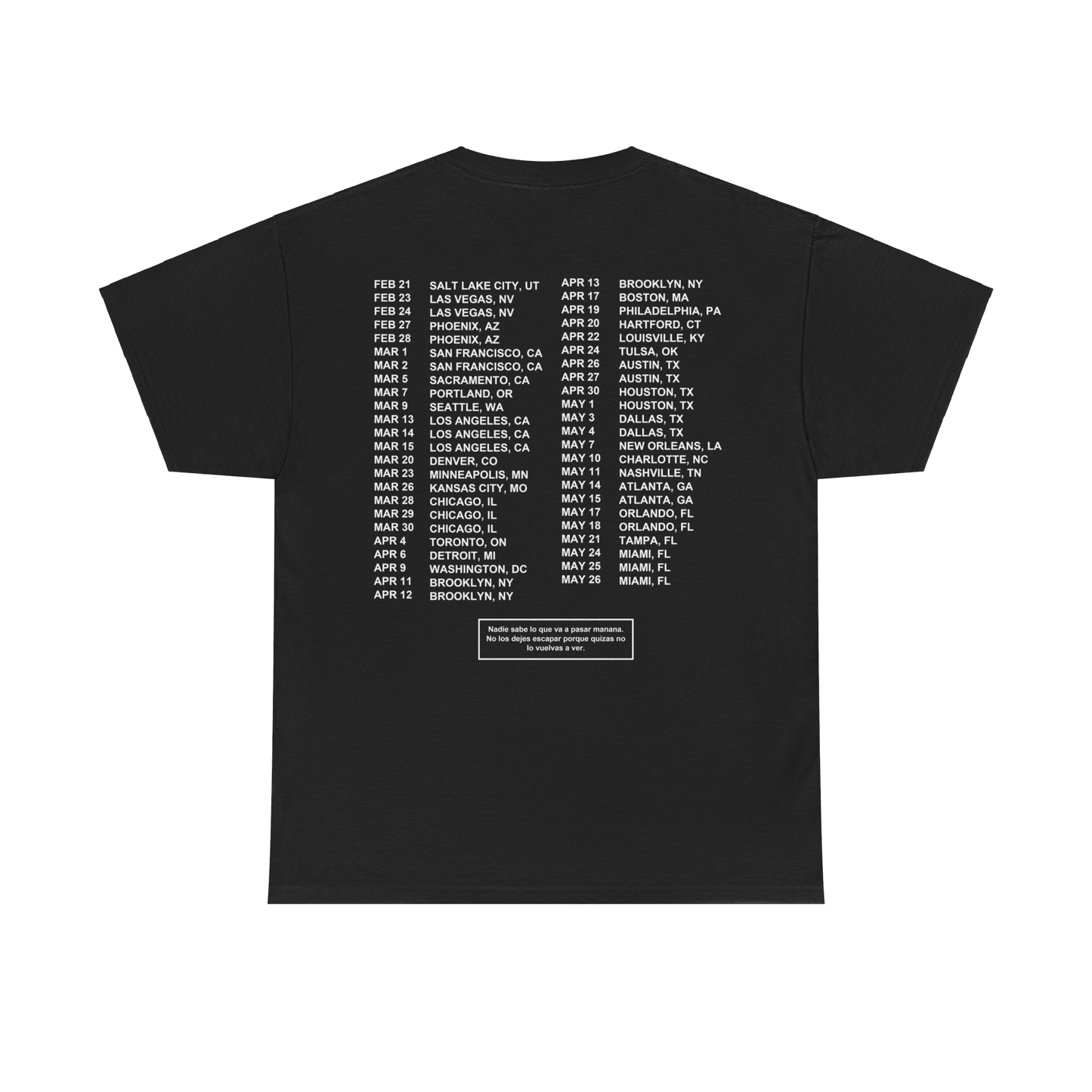 Most Wanted Tour - Gracias Por Nada Tour Dates Black Cotton Tee